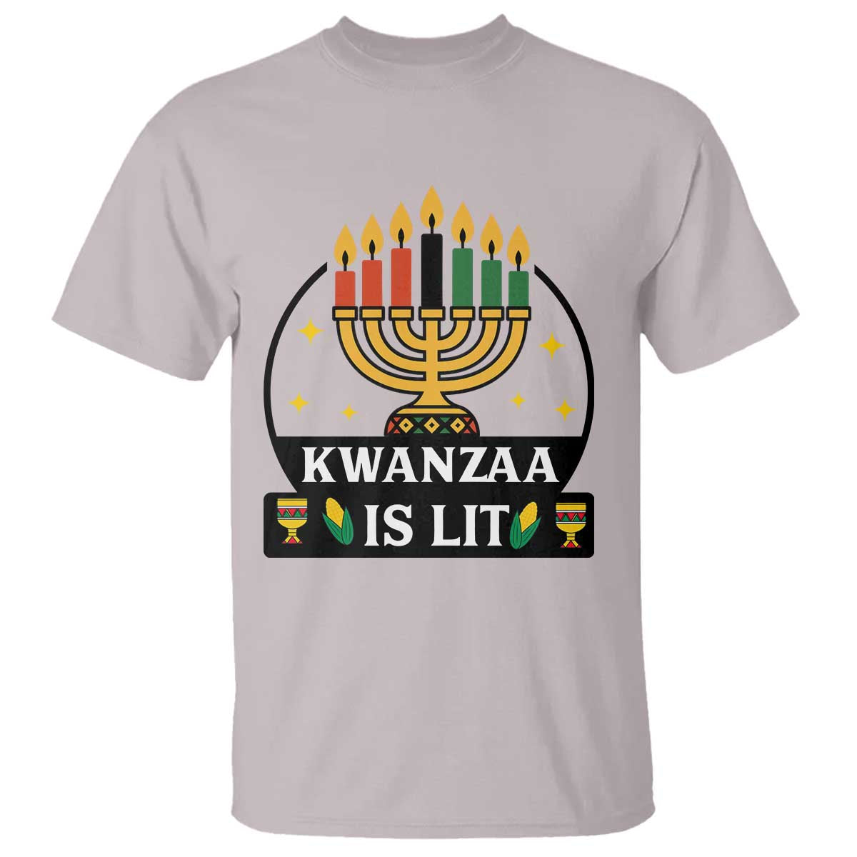 Kwanzaa Is Lit T Shirt Funny African American Holiday Gift TS12 Ice Gray Print Your Wear