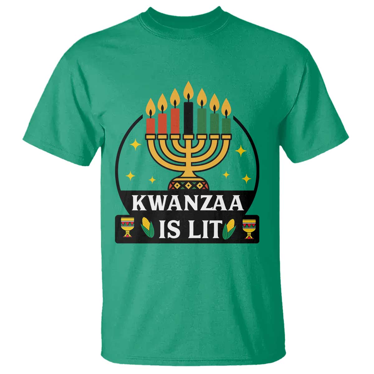 Kwanzaa Is Lit T Shirt Funny African American Holiday Gift TS12 Irish Green Print Your Wear