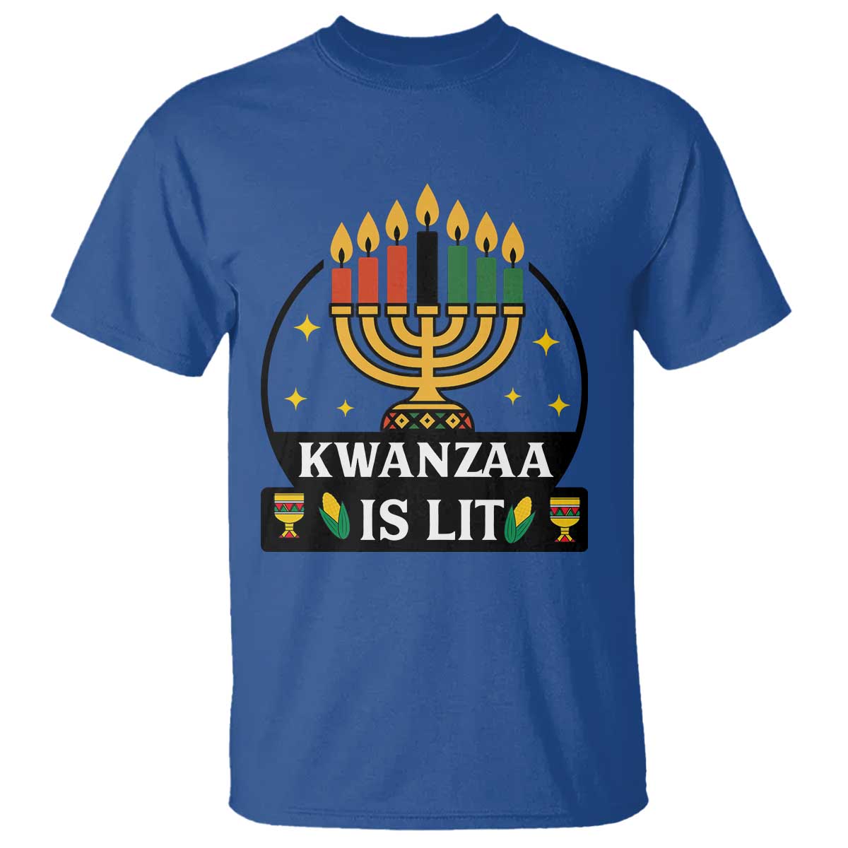 Kwanzaa Is Lit T Shirt Funny African American Holiday Gift TS12 Royal Blue Print Your Wear