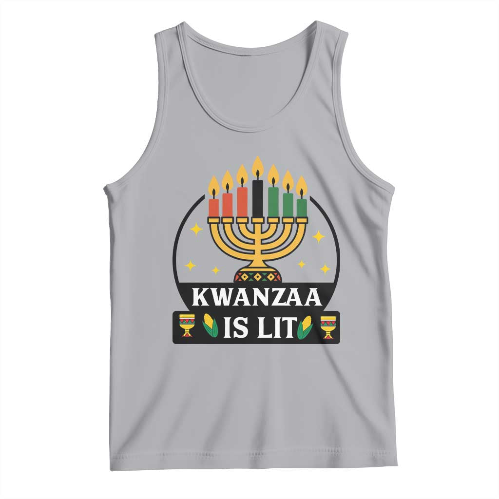 Kwanzaa Is Lit Tank Top Funny African American Holiday Gift TS12 Athletic Heather Print Your Wear