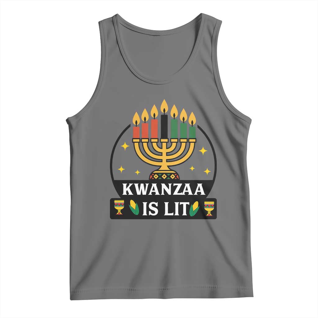 Kwanzaa Is Lit Tank Top Funny African American Holiday Gift TS12 Black Heather Print Your Wear