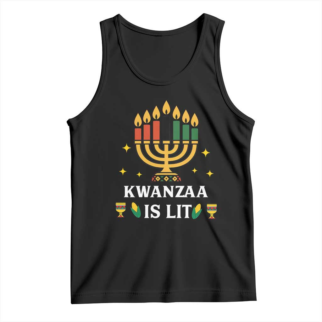 Kwanzaa Is Lit Tank Top Funny African American Holiday Gift TS12 Black Print Your Wear