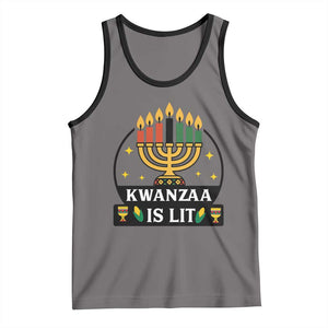 Kwanzaa Is Lit Tank Top Funny African American Holiday Gift TS12 Deep Heather Black Print Your Wear