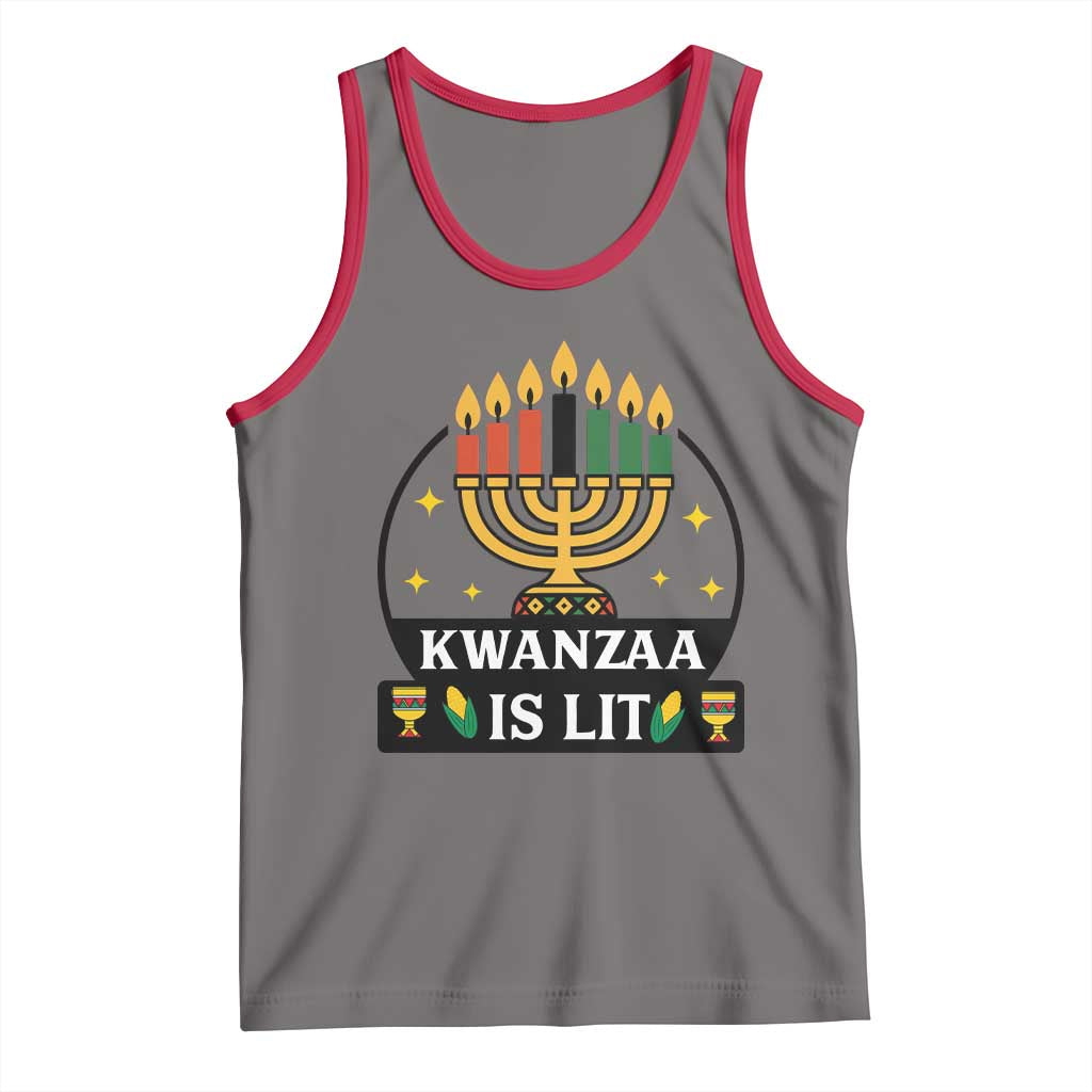 Kwanzaa Is Lit Tank Top Funny African American Holiday Gift TS12 Deep Heather Red Print Your Wear
