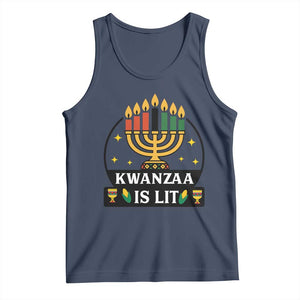 Kwanzaa Is Lit Tank Top Funny African American Holiday Gift TS12 Navy Print Your Wear