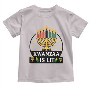 Kwanzaa Is Lit Toddler T Shirt Funny African American Holiday Gift TS12 Ice Gray Print Your Wear