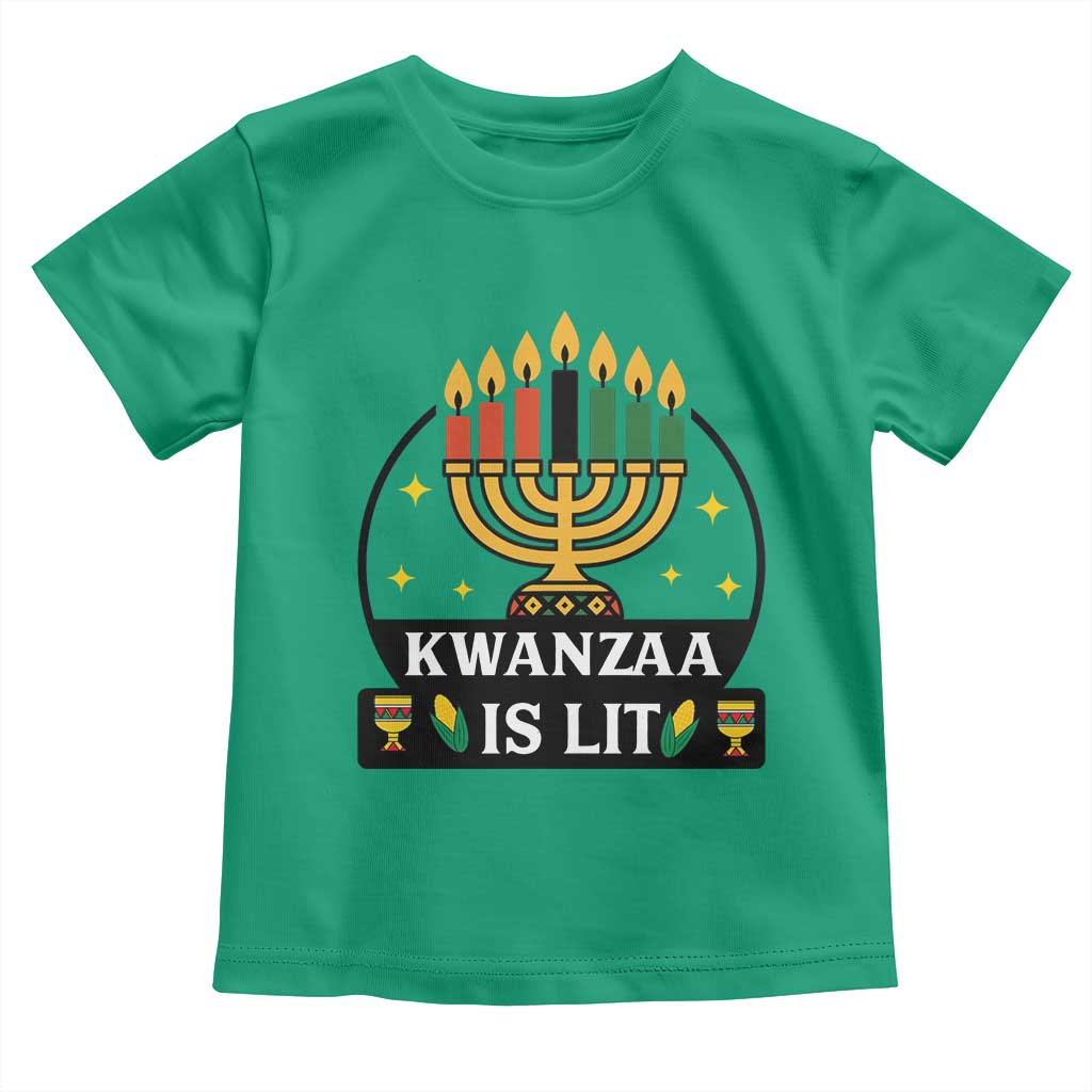 Kwanzaa Is Lit Toddler T Shirt Funny African American Holiday Gift TS12 Irish Green Print Your Wear