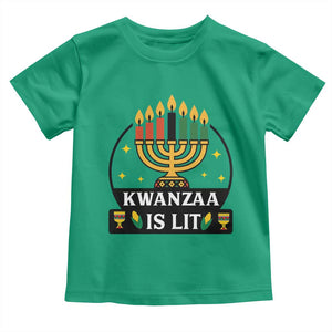 Kwanzaa Is Lit Toddler T Shirt Funny African American Holiday Gift TS12 Irish Green Print Your Wear