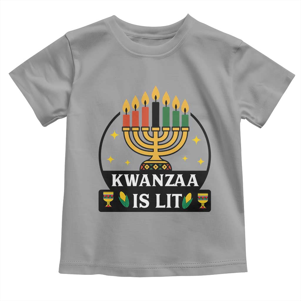 Kwanzaa Is Lit Toddler T Shirt Funny African American Holiday Gift TS12 Sport Gray Print Your Wear
