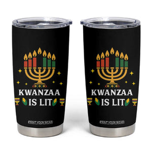 Kwanzaa Is Lit Tumbler Cup Funny African American Holiday Gift TS12 Black Print Your Wear