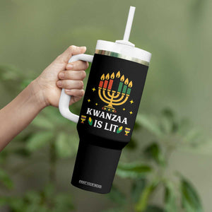Kwanzaa Is Lit Tumbler With Handle Funny African American Holiday Gift TS12 Print Your Wear