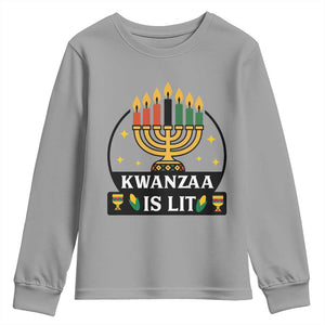 Kwanzaa Is Lit Youth Sweatshirt Funny African American Holiday Gift TS12 Sport Gray Print Your Wear