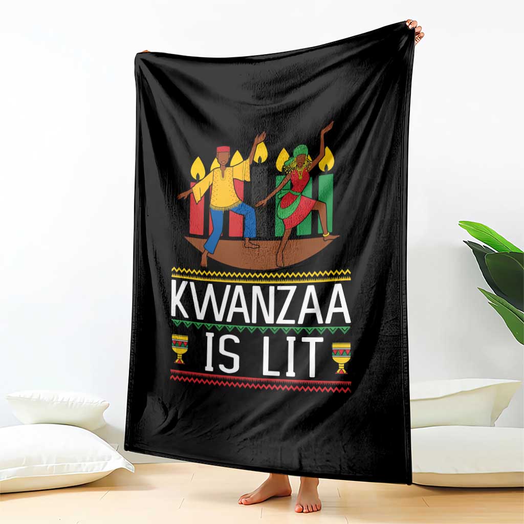 Funny Kwanzaa Is Lit Throw Blanket Festival Of Lights African Heritage Gift TS12 Print Your Wear