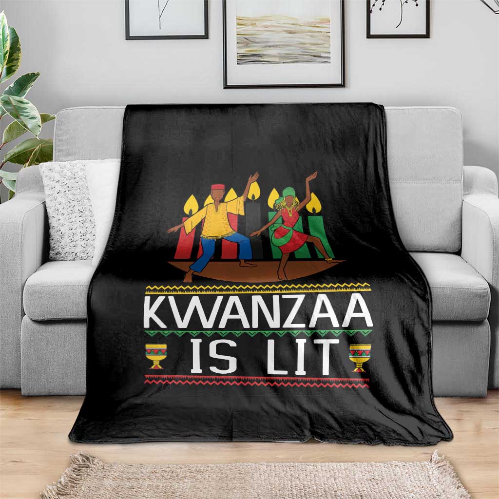 Funny Kwanzaa Is Lit Throw Blanket Festival Of Lights African Heritage Gift TS12 Print Your Wear