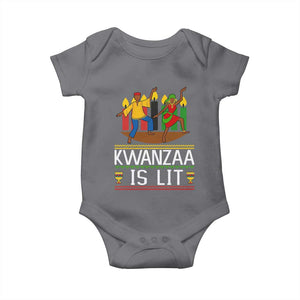Funny Kwanzaa Is Lit Baby Onesie Festival Of Lights African Heritage Gift TS12 Charcoal Print Your Wear