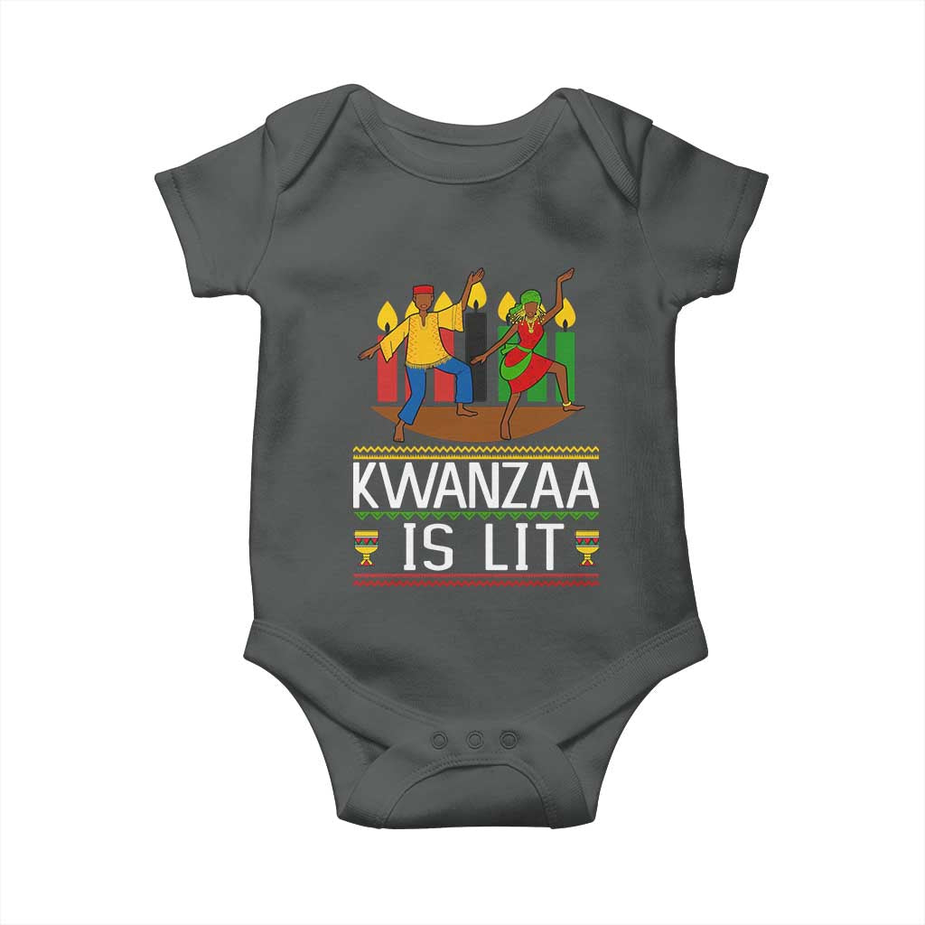 Funny Kwanzaa Is Lit Baby Onesie Festival Of Lights African Heritage Gift TS12 Dark Heather Print Your Wear