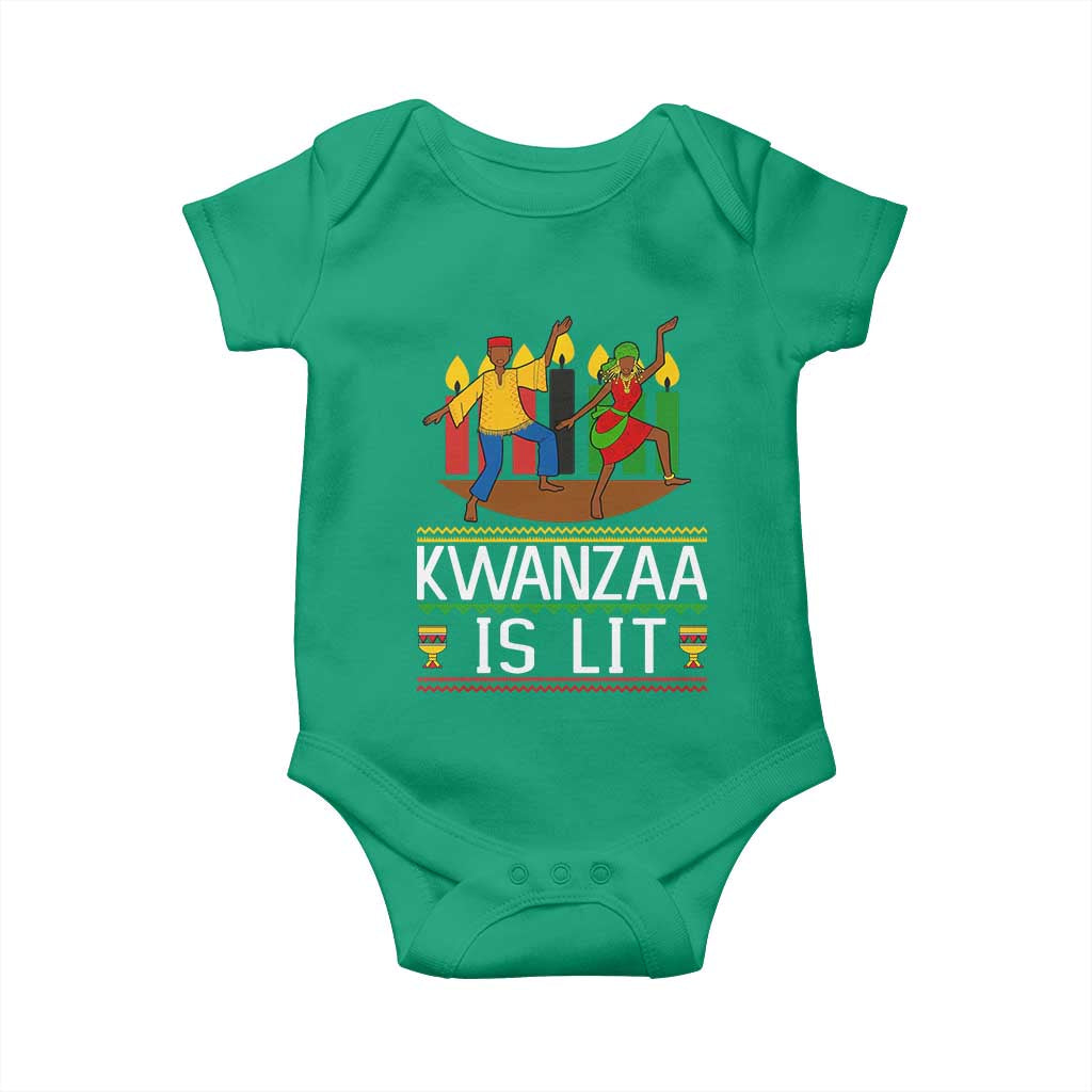 Funny Kwanzaa Is Lit Baby Onesie Festival Of Lights African Heritage Gift TS12 Irish Green Print Your Wear