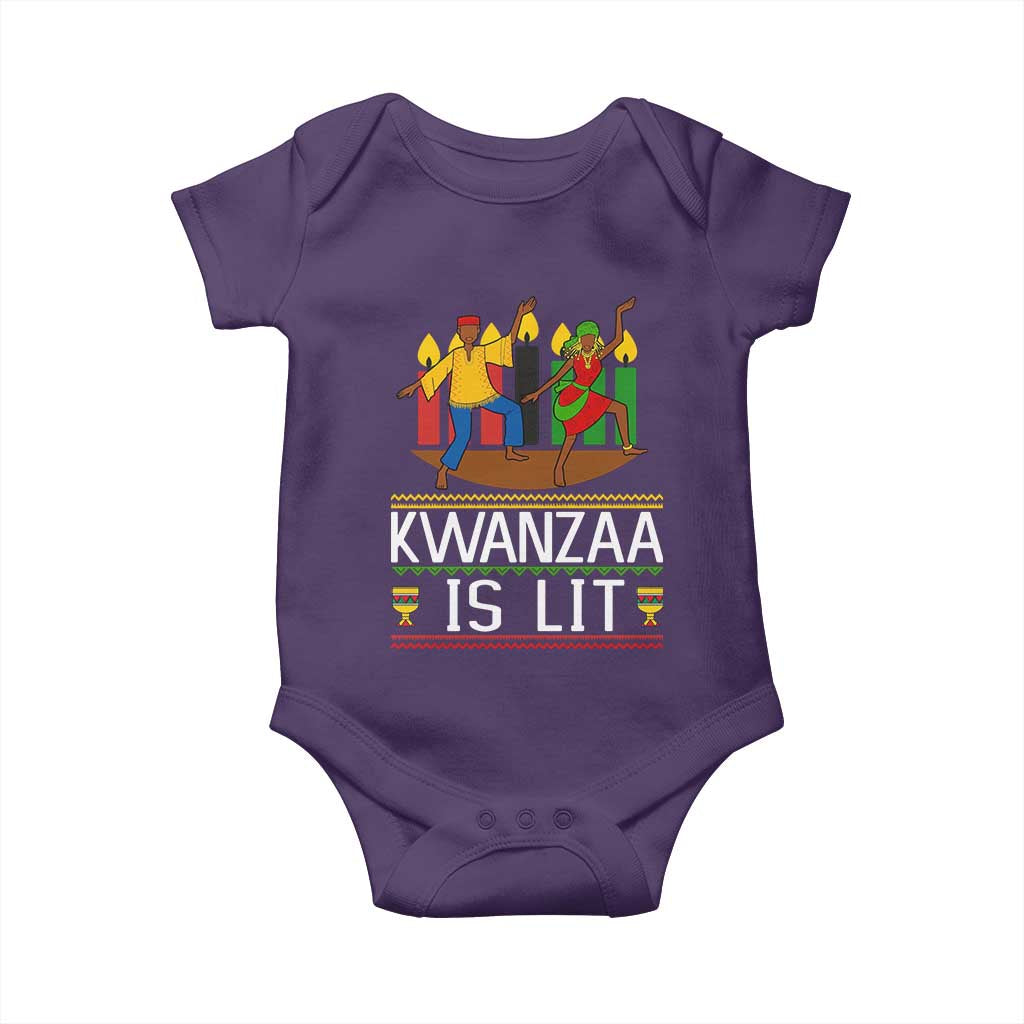 Funny Kwanzaa Is Lit Baby Onesie Festival Of Lights African Heritage Gift TS12 Purple Print Your Wear