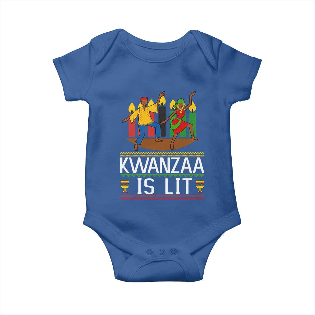Funny Kwanzaa Is Lit Baby Onesie Festival Of Lights African Heritage Gift TS12 Royal Blue Print Your Wear