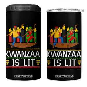 Funny Kwanzaa Is Lit 4 in 1 Can Cooler Tumbler Festival Of Lights African Heritage Gift TS12 One Size: 16 oz Black Print Your Wear