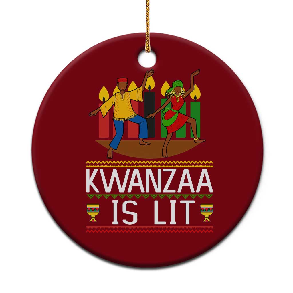 Funny Kwanzaa Is Lit Ceramic Ornament Festival Of Lights African Heritage Gift TS12 1pc Red Print Your Wear