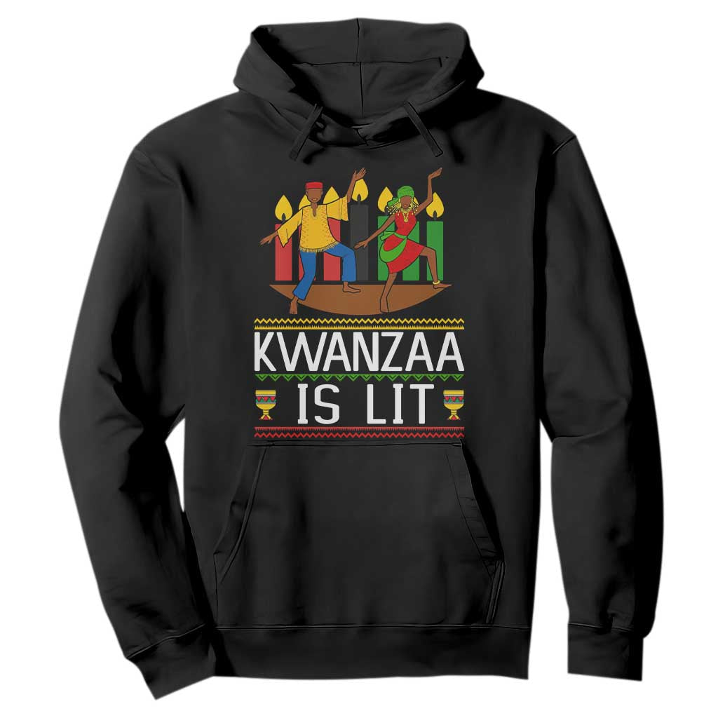 Funny Kwanzaa Is Lit Hoodie Festival Of Lights African Heritage Gift TS12 Black Print Your Wear