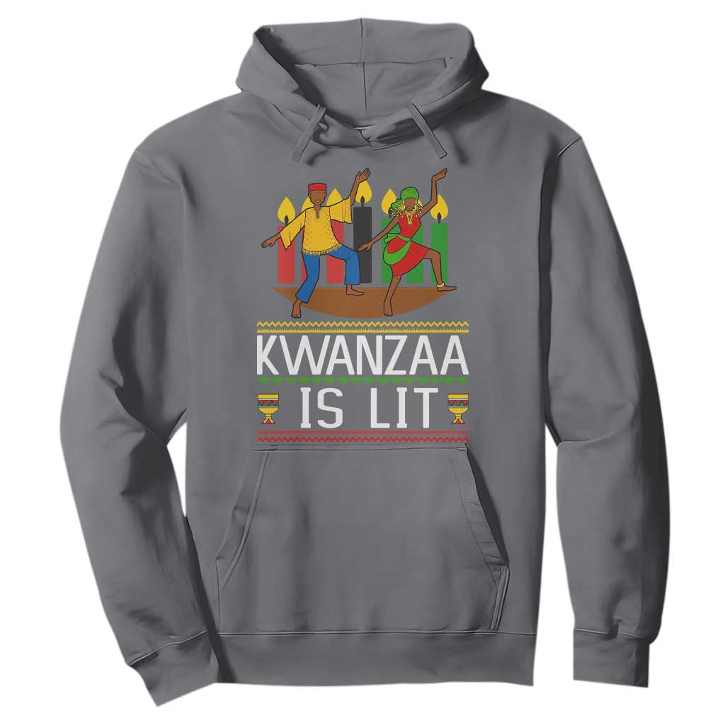Funny Kwanzaa Is Lit Hoodie Festival Of Lights African Heritage Gift TS12 Charcoal Print Your Wear
