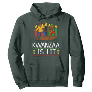 Funny Kwanzaa Is Lit Hoodie Festival Of Lights African Heritage Gift TS12 Dark Forest Green Print Your Wear