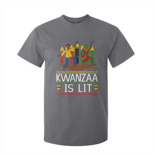 Funny Kwanzaa Is Lit T Shirt For Kid Festival Of Lights African Heritage Gift TS12 Charcoal Print Your Wear
