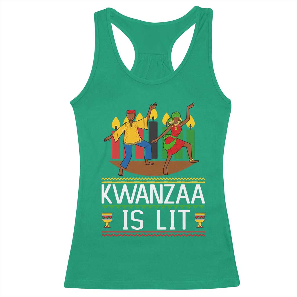 Funny Kwanzaa Is Lit Racerback Tank Top Festival Of Lights African Heritage Gift TS12 Irish Green Print Your Wear