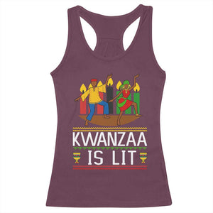 Funny Kwanzaa Is Lit Racerback Tank Top Festival Of Lights African Heritage Gift TS12 Maroon Print Your Wear