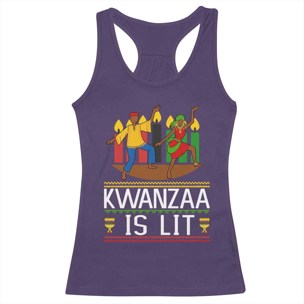 Funny Kwanzaa Is Lit Racerback Tank Top Festival Of Lights African Heritage Gift TS12 Purple Print Your Wear