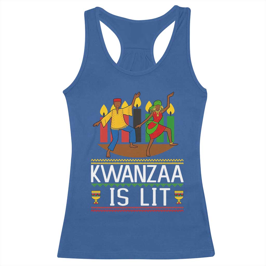 Funny Kwanzaa Is Lit Racerback Tank Top Festival Of Lights African Heritage Gift TS12 Royal Blue Print Your Wear