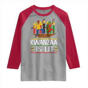 Funny Kwanzaa Is Lit Raglan Shirt Festival Of Lights African Heritage Gift TS12 Sport Gray Red Print Your Wear