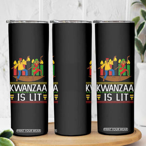 Funny Kwanzaa Is Lit Skinny Tumbler Festival Of Lights African Heritage Gift TS12 Print Your Wear