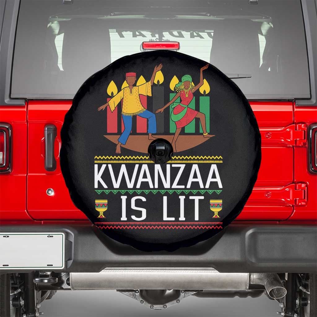 Funny Kwanzaa Is Lit Spare Tire Cover Festival Of Lights African Heritage Gift TS12 Black Print Your Wear
