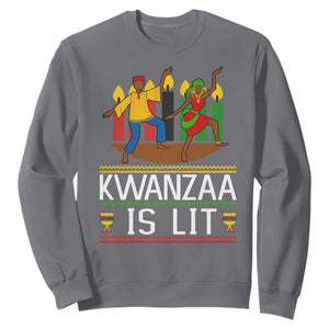Funny Kwanzaa Is Lit Sweatshirt Festival Of Lights African Heritage Gift TS12 Charcoal Print Your Wear