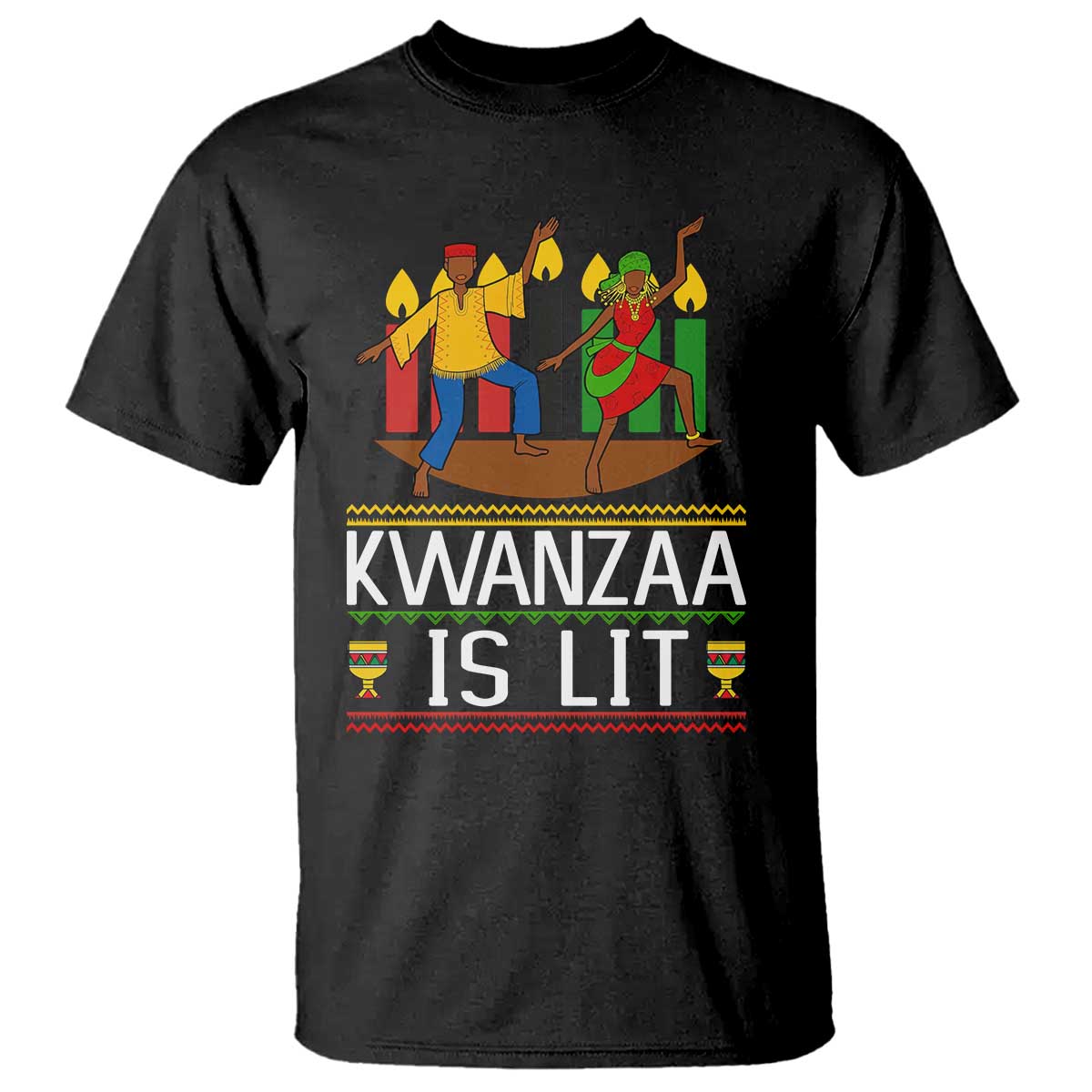 Funny Kwanzaa Is Lit T Shirt Festival Of Lights African Heritage Gift TS12 Black Print Your Wear