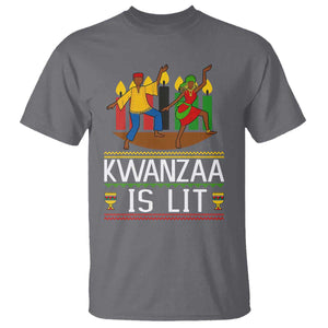 Funny Kwanzaa Is Lit T Shirt Festival Of Lights African Heritage Gift TS12 Charcoal Print Your Wear