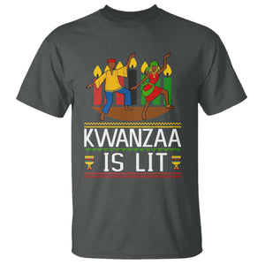 Funny Kwanzaa Is Lit T Shirt Festival Of Lights African Heritage Gift TS12 Dark Heather Print Your Wear