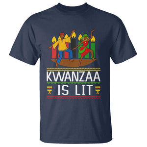 Funny Kwanzaa Is Lit T Shirt Festival Of Lights African Heritage Gift TS12 Navy Print Your Wear