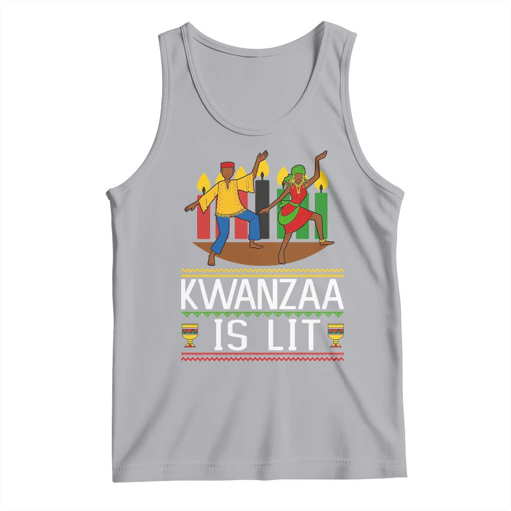 Funny Kwanzaa Is Lit Tank Top Festival Of Lights African Heritage Gift TS12 Athletic Heather Print Your Wear