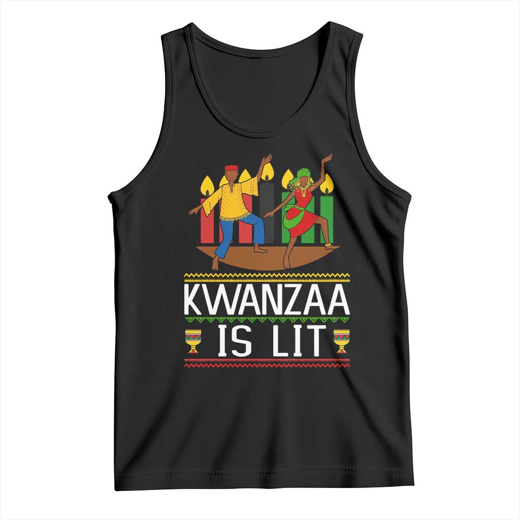 Funny Kwanzaa Is Lit Tank Top Festival Of Lights African Heritage Gift TS12 Black Print Your Wear