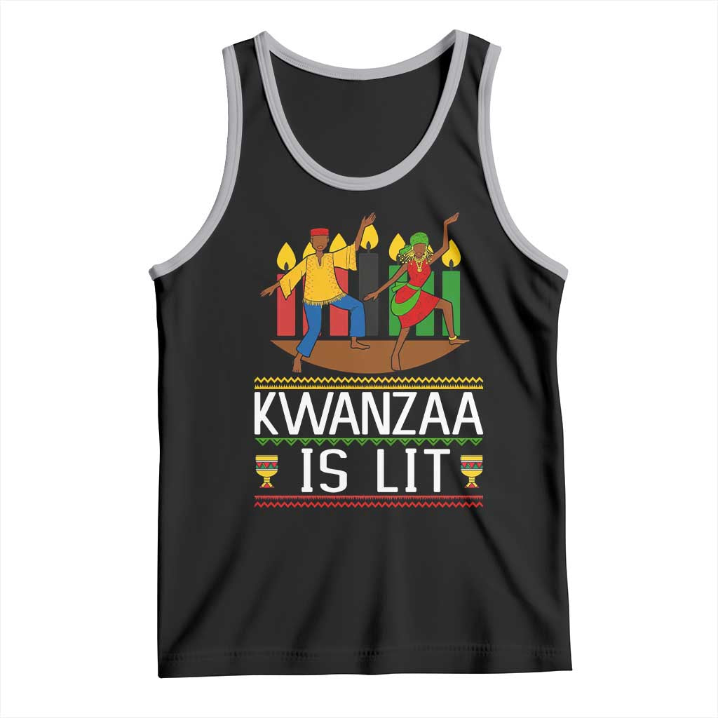 Funny Kwanzaa Is Lit Tank Top Festival Of Lights African Heritage Gift TS12 Black Athletic Heather Print Your Wear