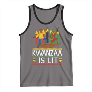 Funny Kwanzaa Is Lit Tank Top Festival Of Lights African Heritage Gift TS12 Deep Heather Black Print Your Wear