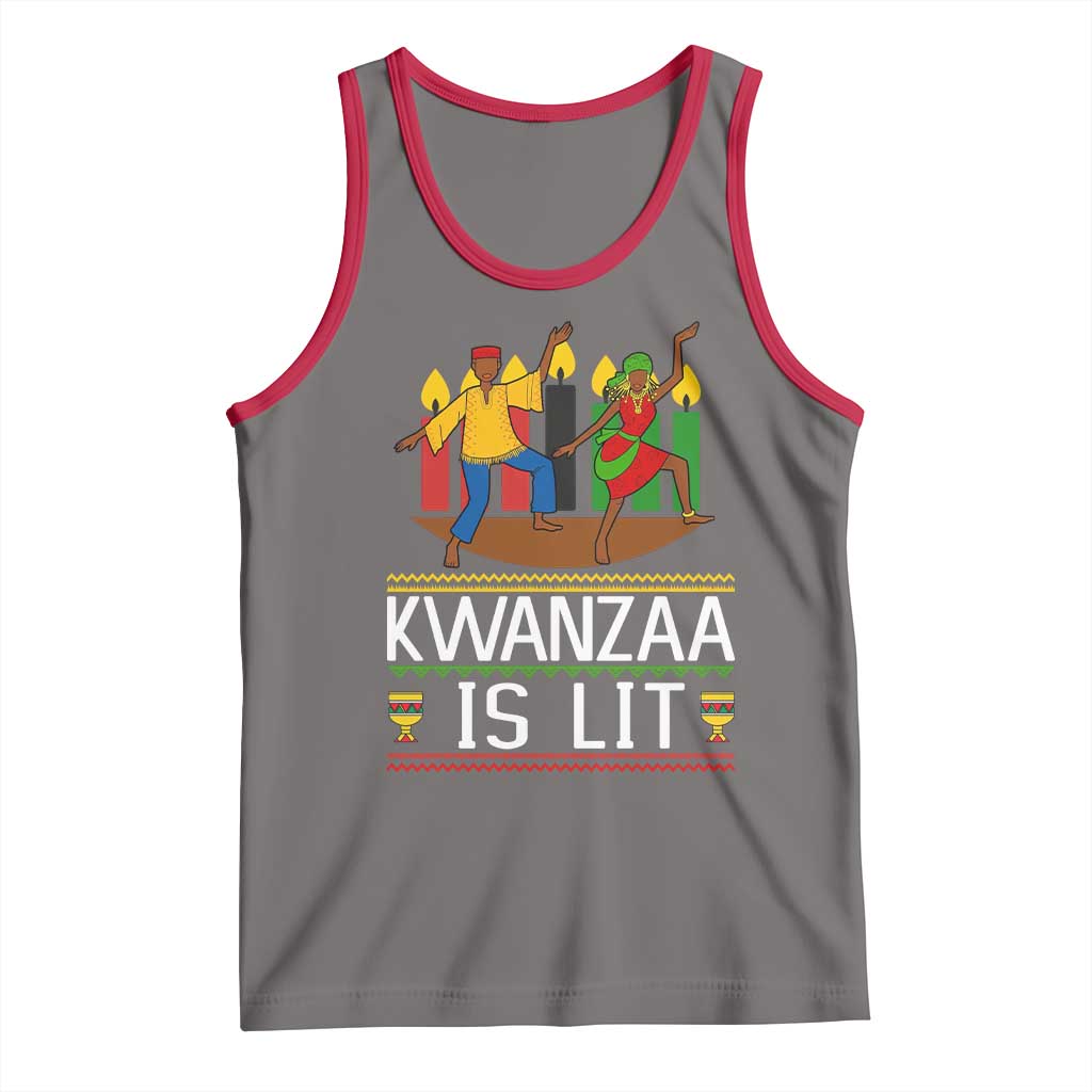Funny Kwanzaa Is Lit Tank Top Festival Of Lights African Heritage Gift TS12 Deep Heather Red Print Your Wear