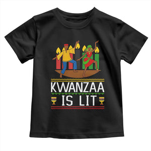 Funny Kwanzaa Is Lit Toddler T Shirt Festival Of Lights African Heritage Gift TS12 Black Print Your Wear