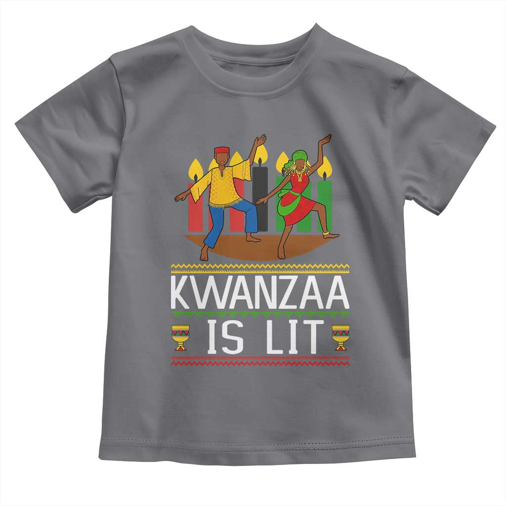 Funny Kwanzaa Is Lit Toddler T Shirt Festival Of Lights African Heritage Gift TS12 Charcoal Print Your Wear