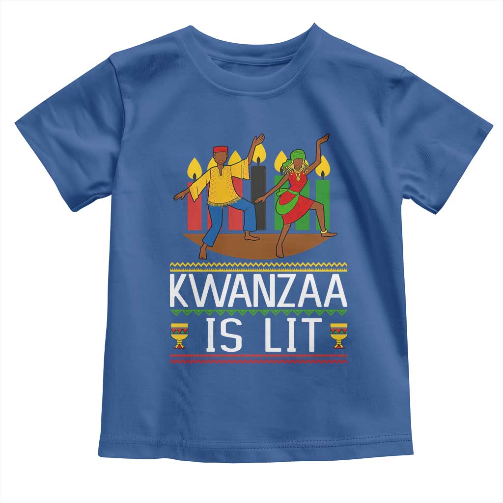 Funny Kwanzaa Is Lit Toddler T Shirt Festival Of Lights African Heritage Gift TS12 Royal Blue Print Your Wear