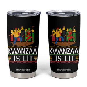 Funny Kwanzaa Is Lit Tumbler Cup Festival Of Lights African Heritage Gift TS12 Black Print Your Wear